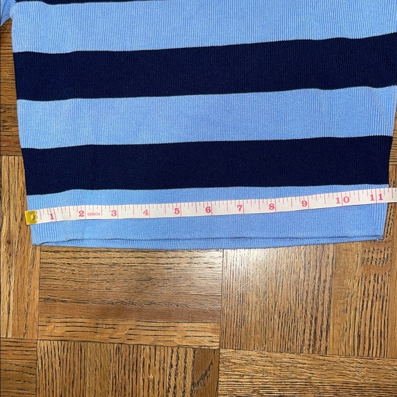Zara Navy and Light Blue Striped Knit Crop Top Sweater M Medium NWT - Picture 5 of 10